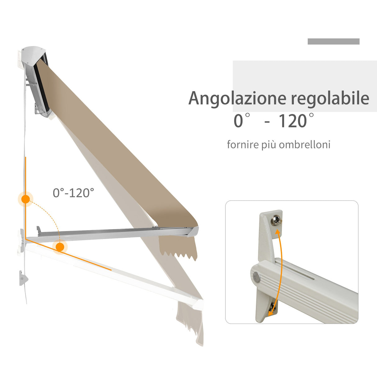 easycomfort easycomfort tenda da sole avvolgibile a parete a caduta beige 180x70cm