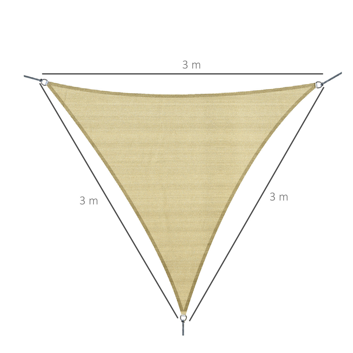 easycomfort easycomfort tenda da sole triangolare in hdpe sabbia 3x3x3m