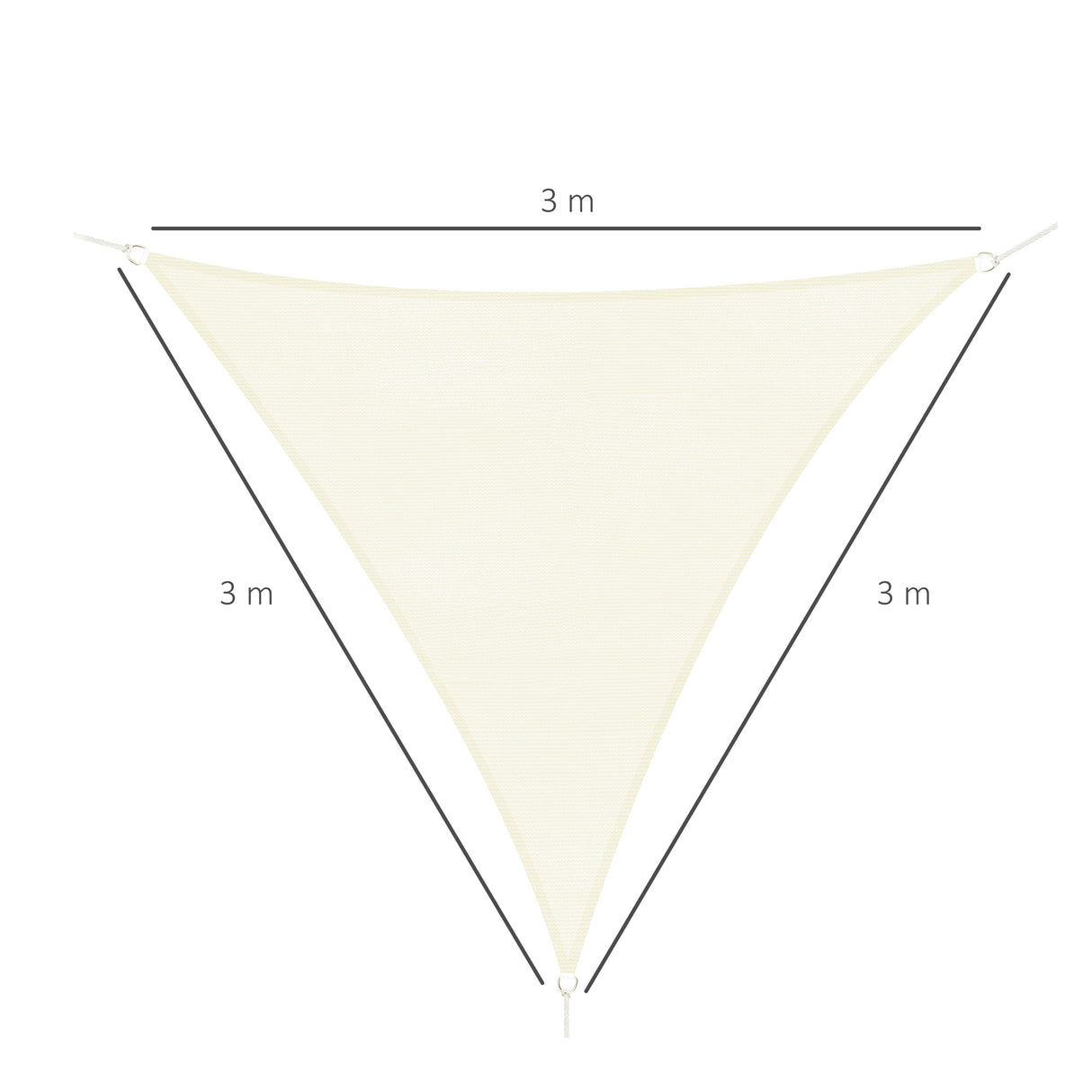 easycomfort easycomfort tenda da sole triangolare a vela bianco crema 3x3x3m