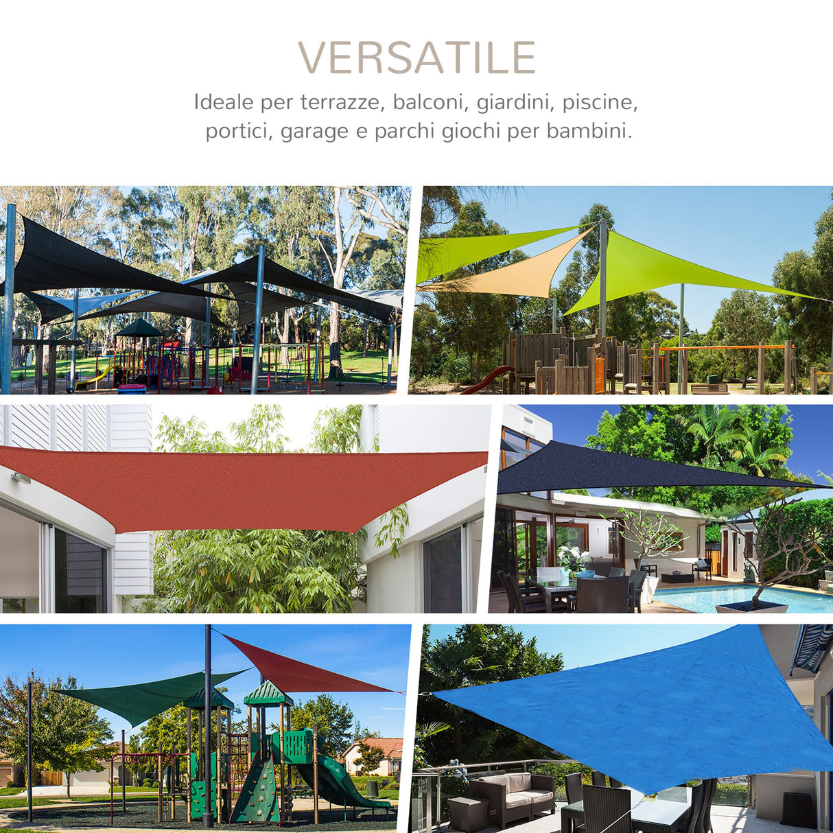 easycomfort easycomfort tenda da sole triangolare a vela bianco crema 3x3x3m