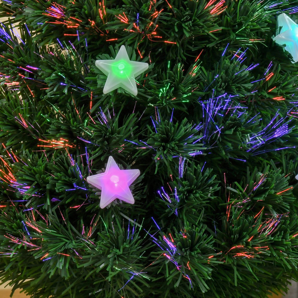 easycomfort easycomfort albero di natale artificiale 120cm a fibra ottica e 16 luci led a forma di stella