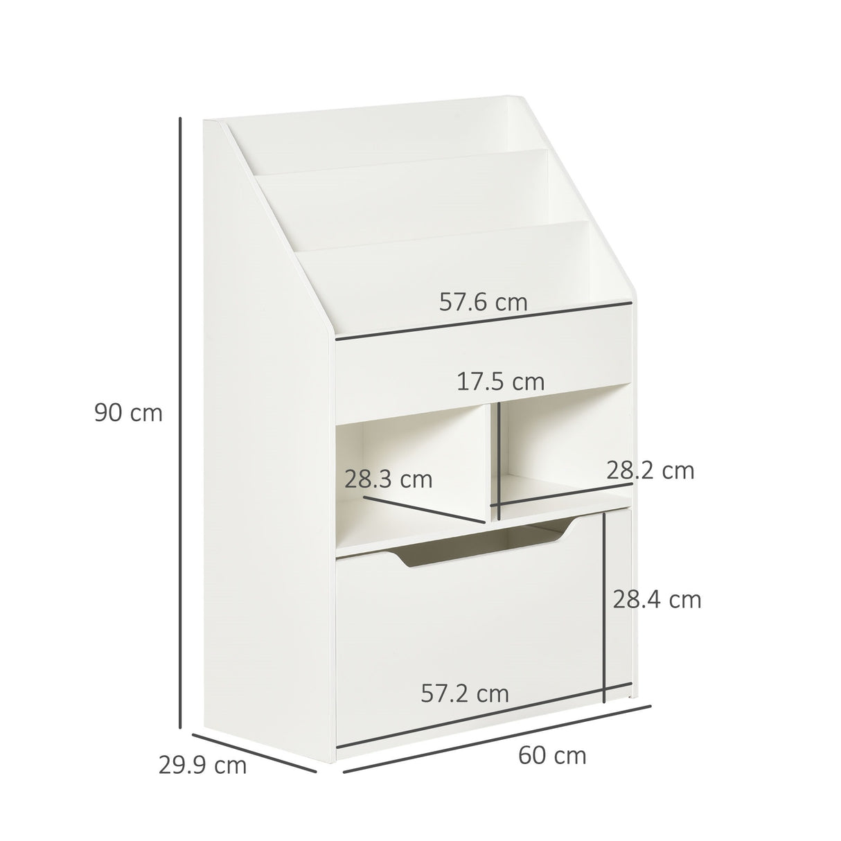 easycomfort easycomfort piccola libreria per bambini con ripiani e cassetto in mdf 60x29 9x90cm bianco