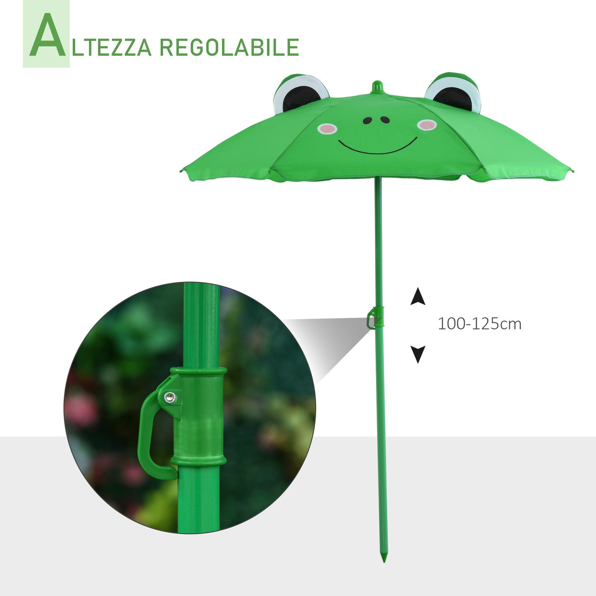 easycomfort easycomfort set tavolo da giardino con 2 sedie pieghevoli e ombrellone per bambini rana