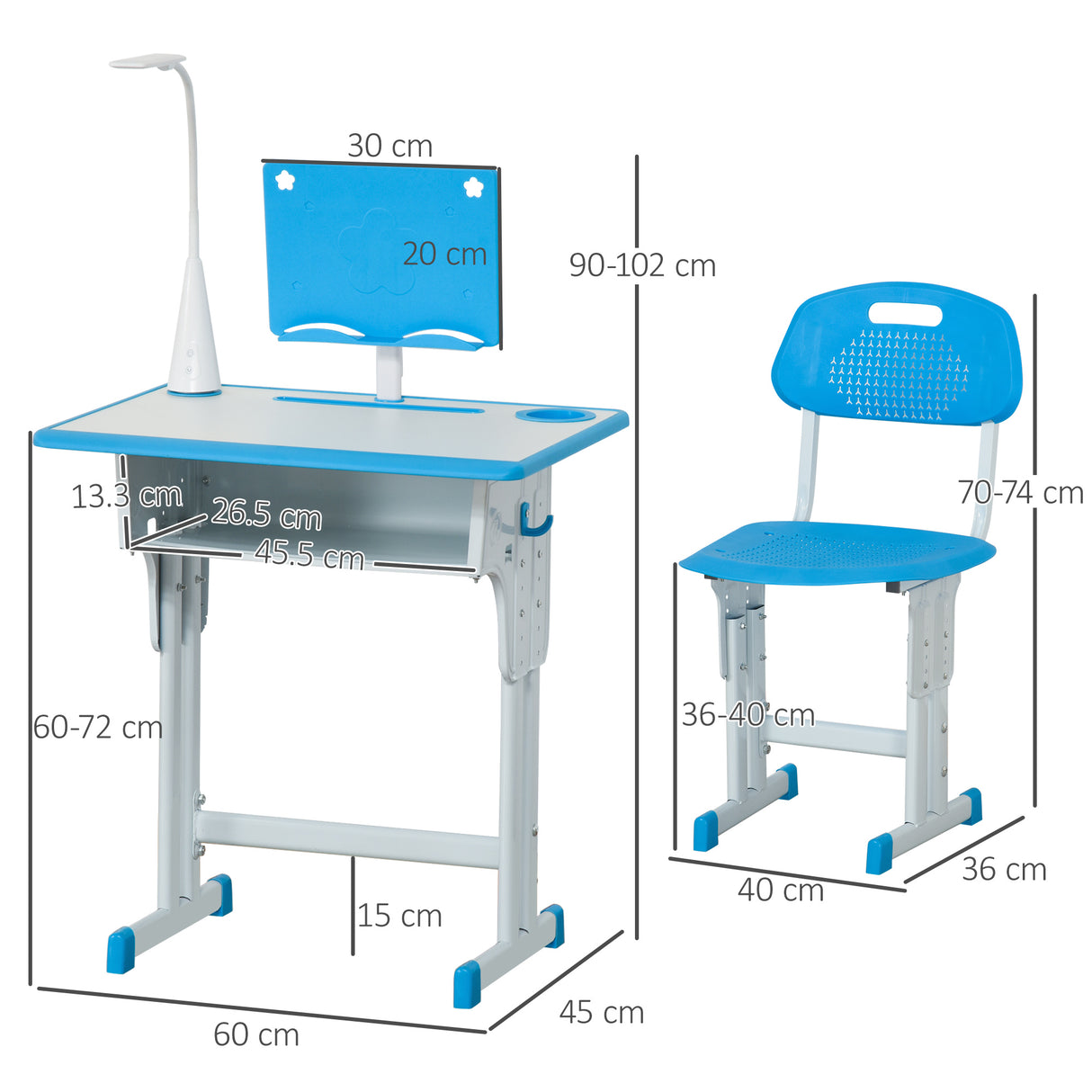 easycomfort easycomfort banco scuola con sedia ad altezza regolabile e luce per bambini 6 12 anni acciaio e mdf grigio