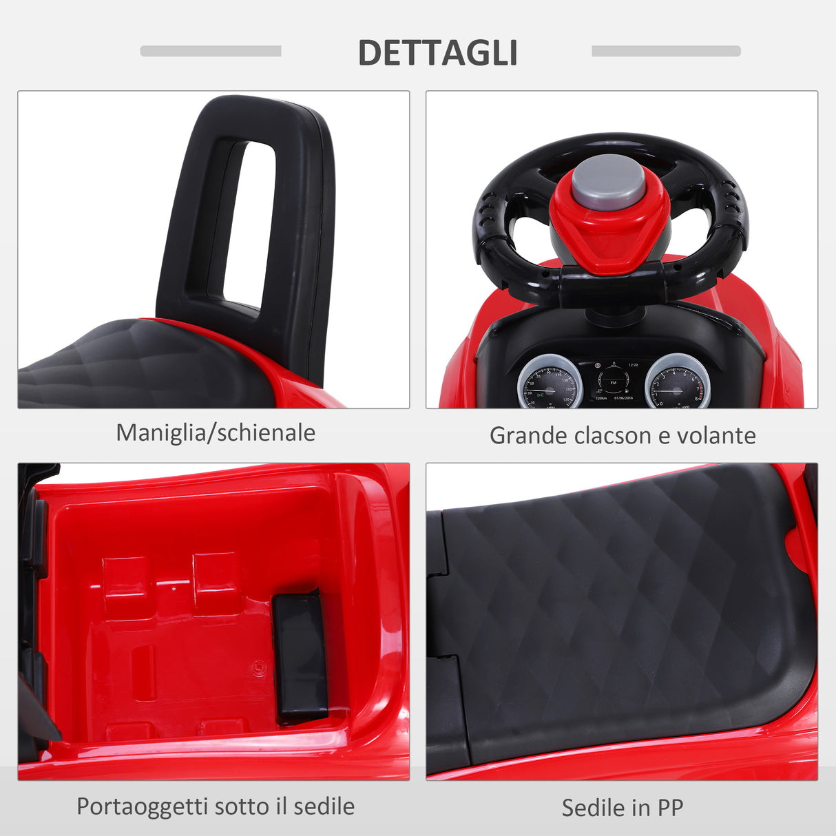 easycomfort easycomfort macchina cavalcabile giocattolo per bambini 12 36 mesi macchina a spinta con vano contenitore e schienale rossa