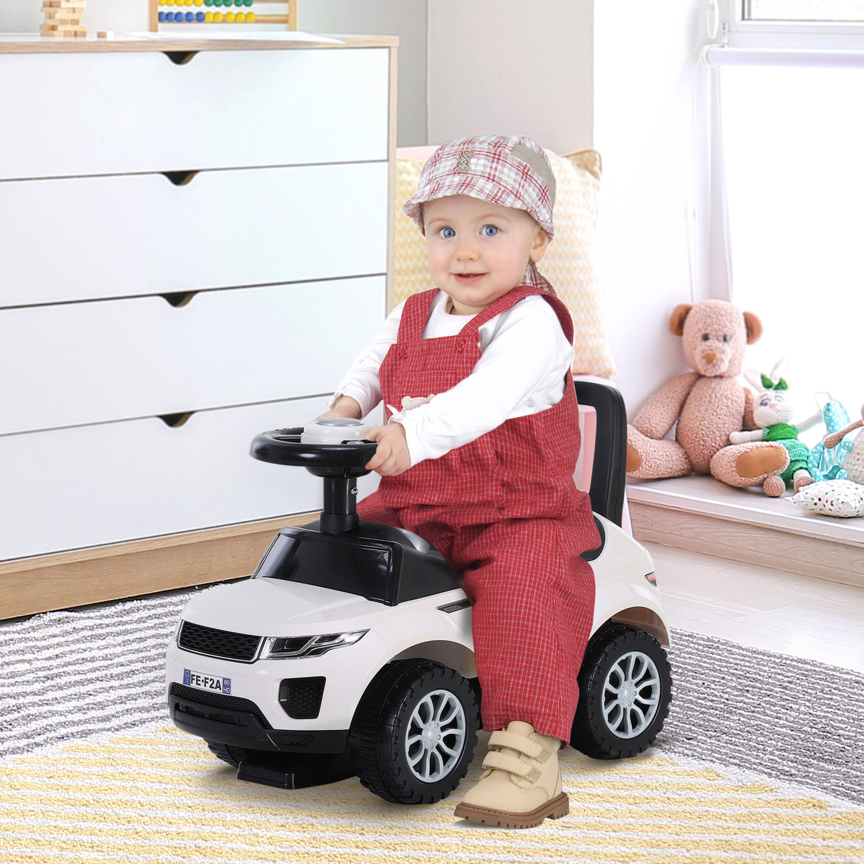 easycomfort easycomfort macchina cavalcabile giocattolo per bambini 12 36 mesi macchina a spinta con vano contenitore e schienale bianca
