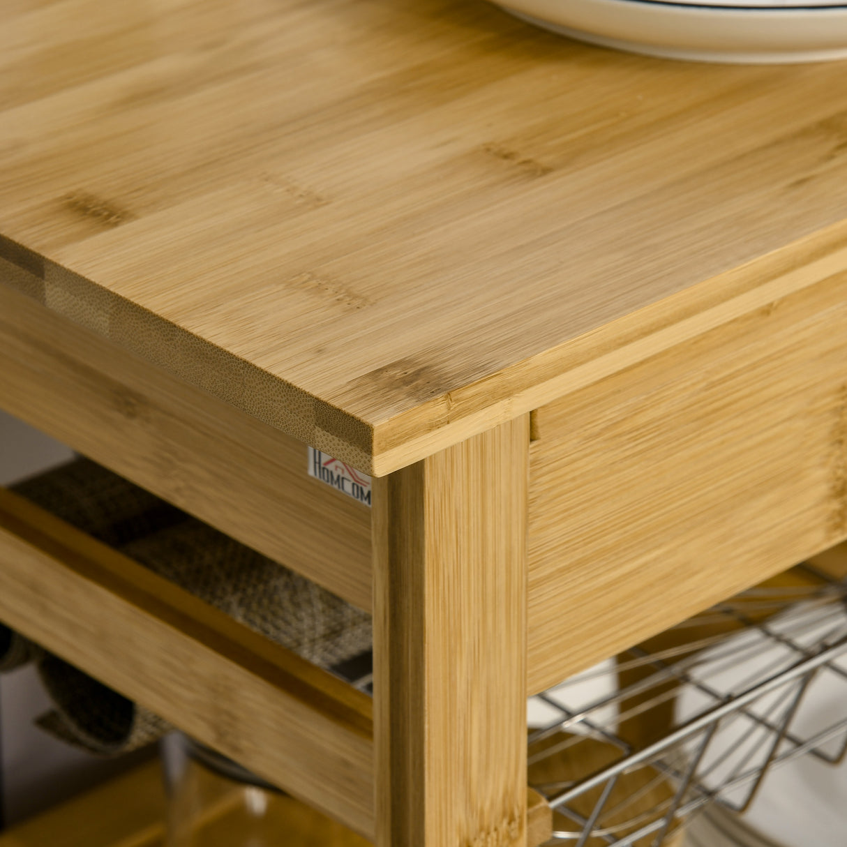 easycomfort easycomfort carrello da cucina con cassetto armadietto e cestino estraibile in legno con ruote girevoli 66x36x79cm