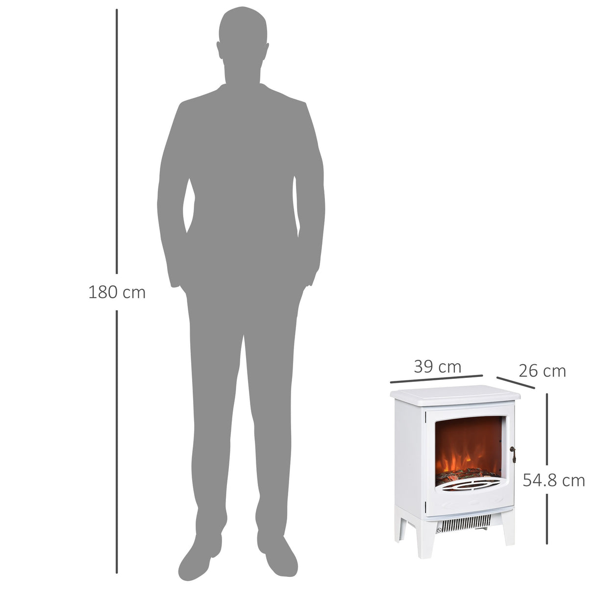 easycomfort camino elettrico da terra con effetto fiamma temperatura regolabile bianco