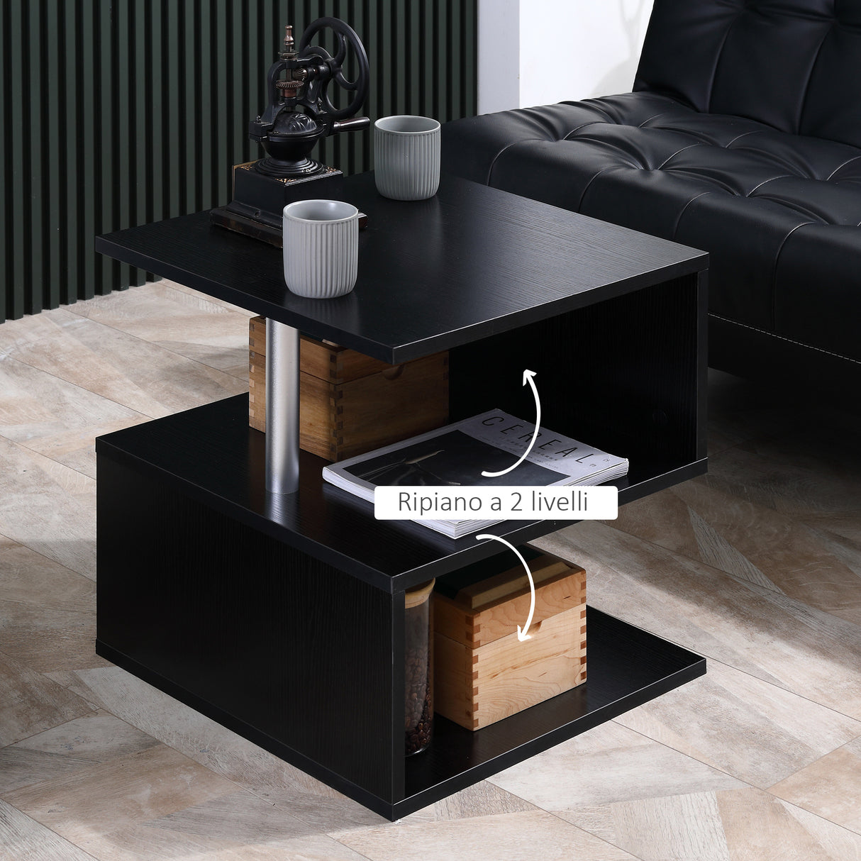 easycomfort easycomfort moderno tavolino da caffe basso da salotto per soggiorno e sala da pranzo in legno 50x50x50 cm nero ean 8054111849364