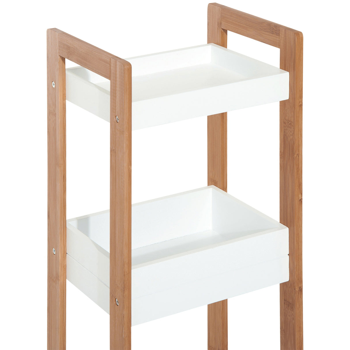 easycomfort easycomfort mobiletto bagno a 3 ripiani compatto in legno mdf bianco e bambu 27 5x20 8x74cm