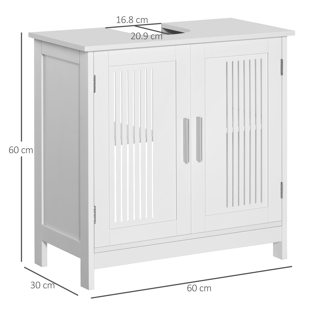 easycomfort easycomfort mobiletto da bagno sottolavabo a 2 ante in mdf salvaspazio con ripiani regolabili 60x30x60cm bianco