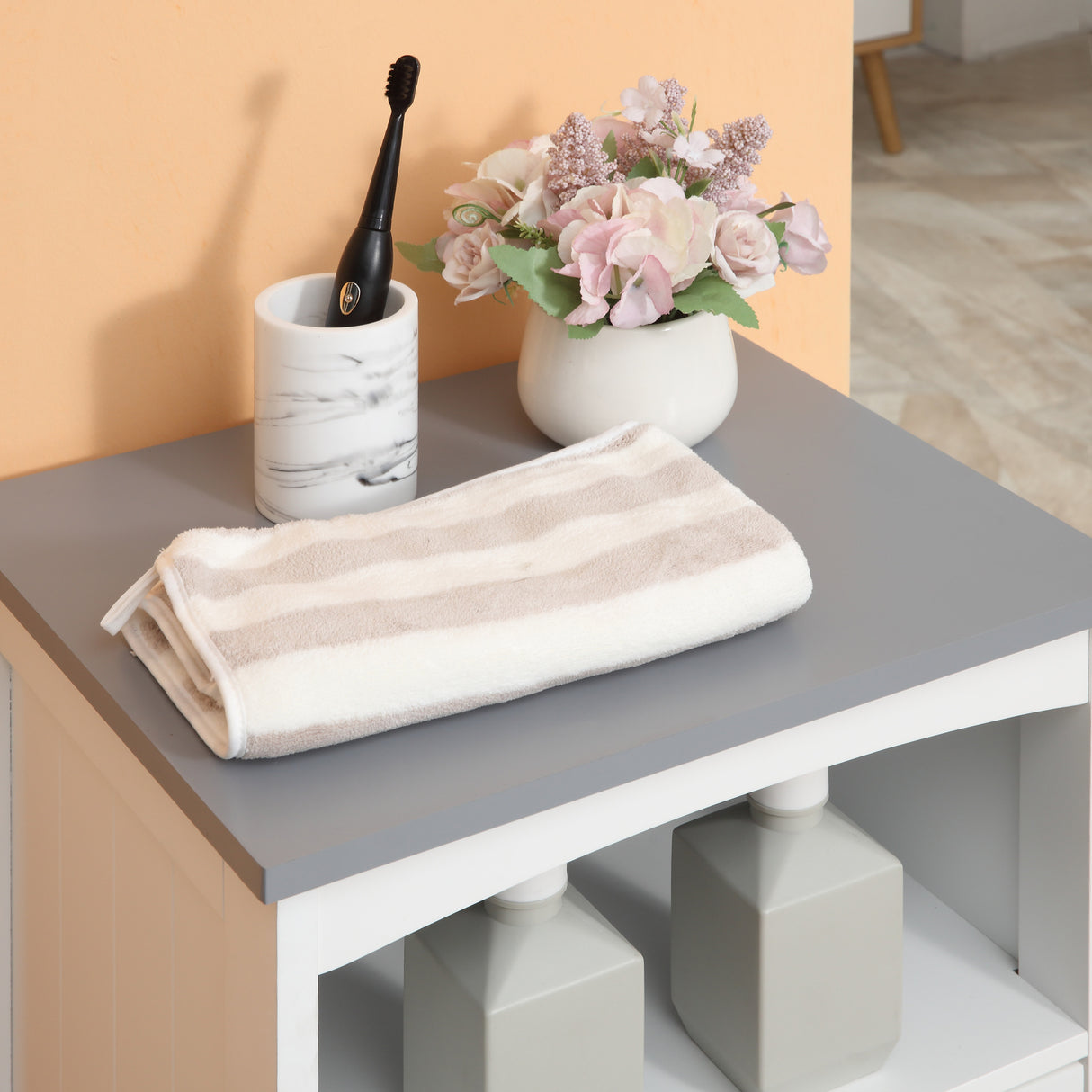easycomfort easycomfort mobiletto bagno con scaffale aperto e 3 cassetti in mdf 40x33x80cm bianco