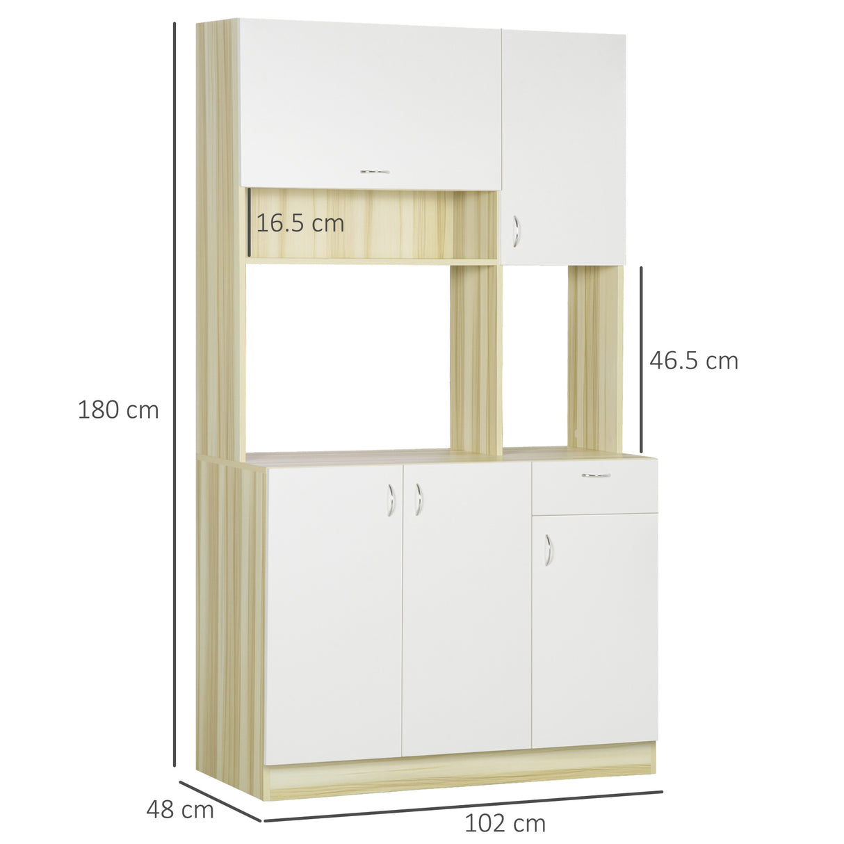 easycomfort easycomfort mobile buffet a 4 porte per cucina con 3 armadietti cassetto e piano dappoggio in truciolato 102x48x180 cm