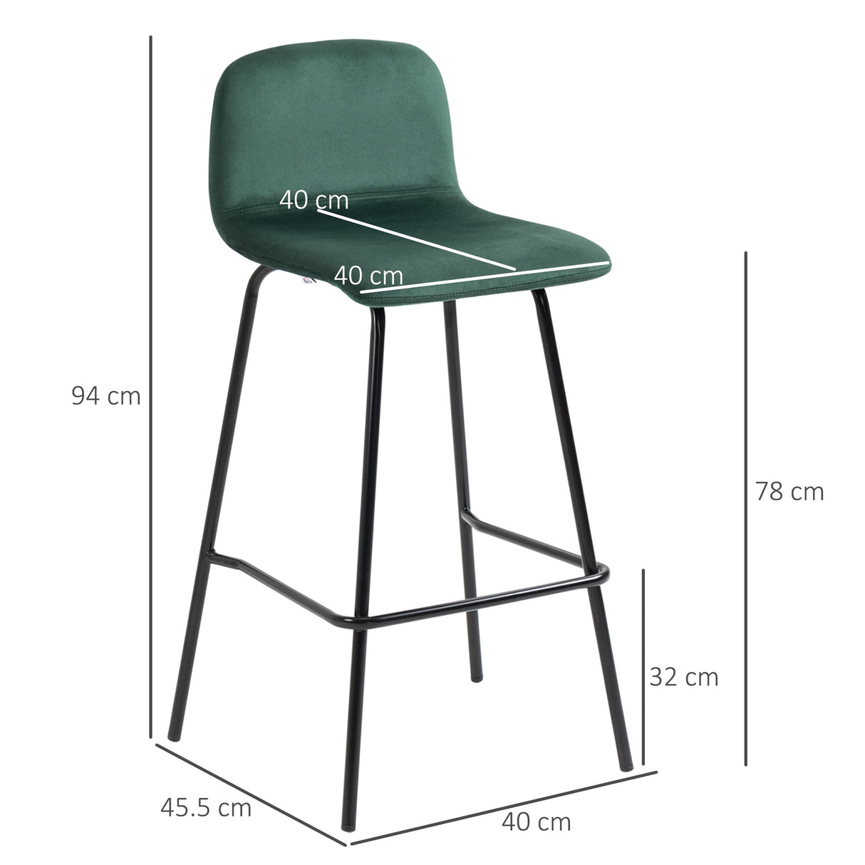 easycomfort easycomfort set 4 sgabelli alti con poggiapiedi per cucina e bar in poliestere vellutato acciaio e gommapiuma 40x45 5x94 cm