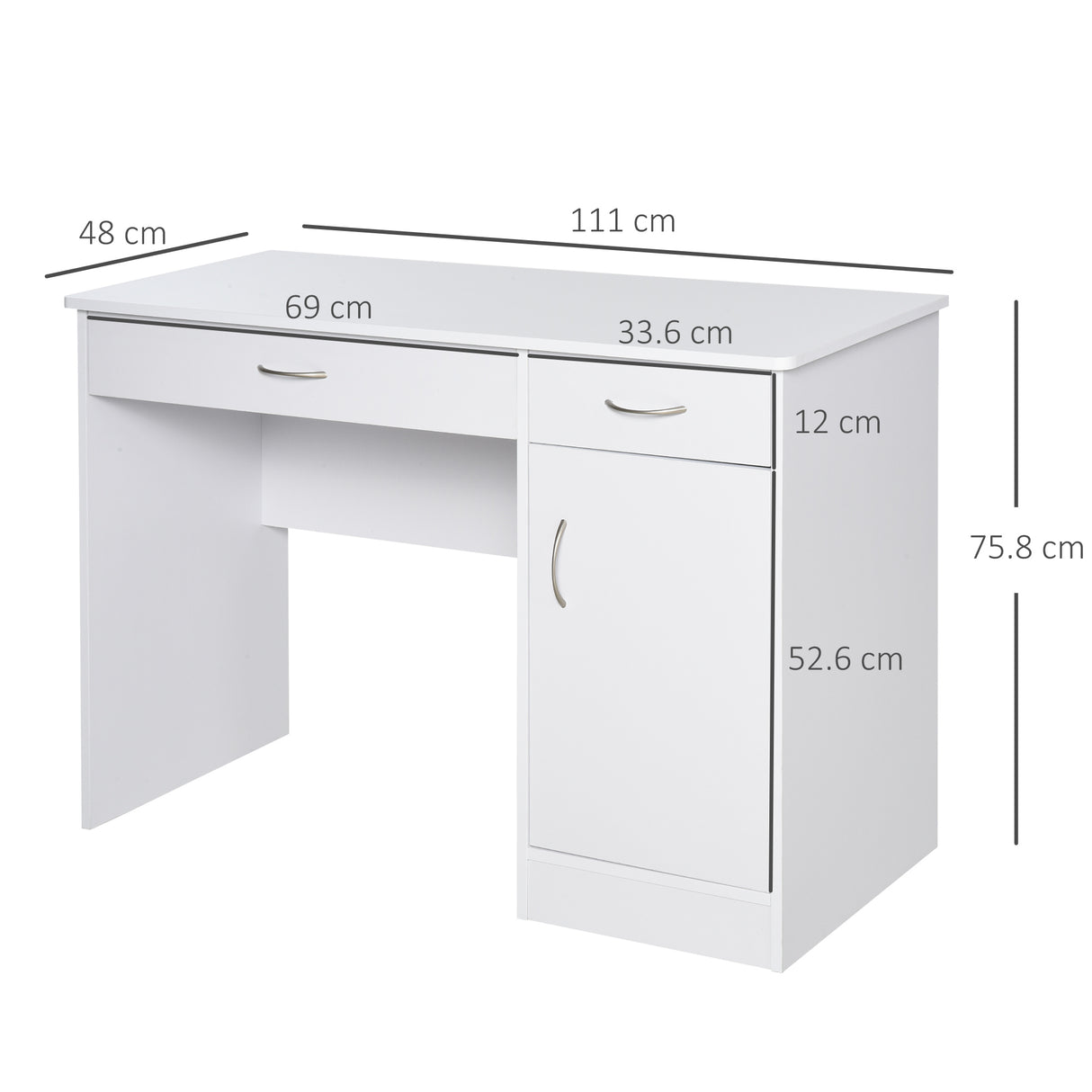 easycomfort easycomfort scrivania moderna per pc e computer con 2 cassetti e 1 armadietto scrivania con libreria salvaspazio per ufficio o camera in legno bianco ean 8054111847667