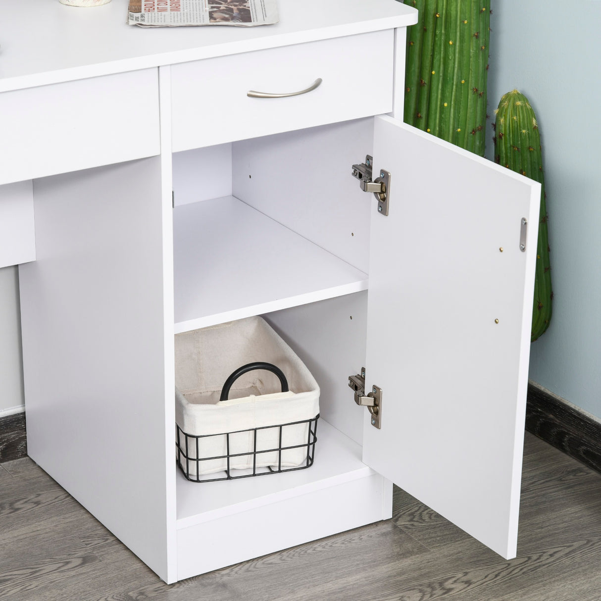 easycomfort easycomfort scrivania moderna per pc e computer con 2 cassetti e 1 armadietto scrivania con libreria salvaspazio per ufficio o camera in legno bianco ean 8054111847667