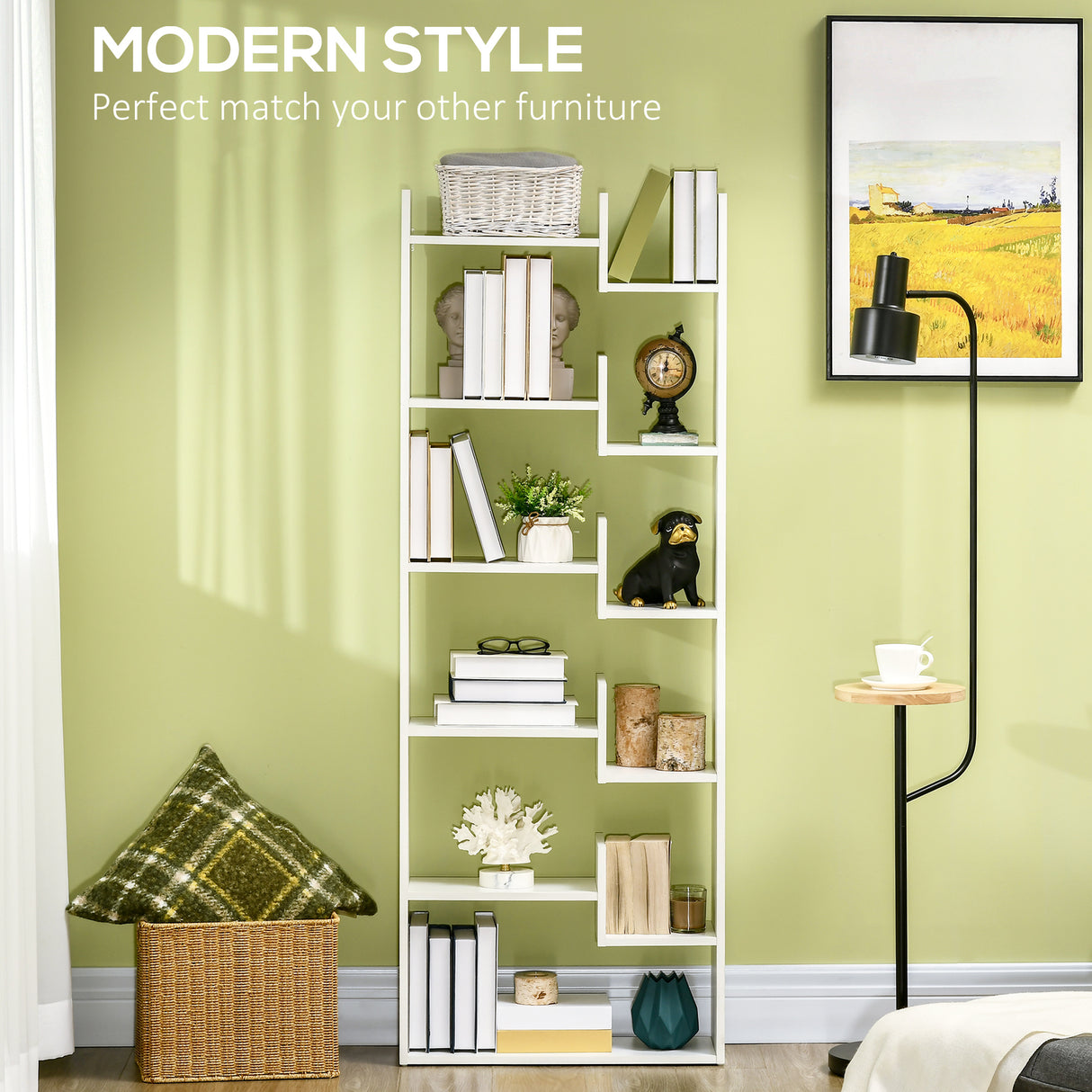 easycomfort easycomfort libreria moderna a 6 livelli con 11 scaffali aperti per studio e soggiorno 61x23x162 6 cm bianco