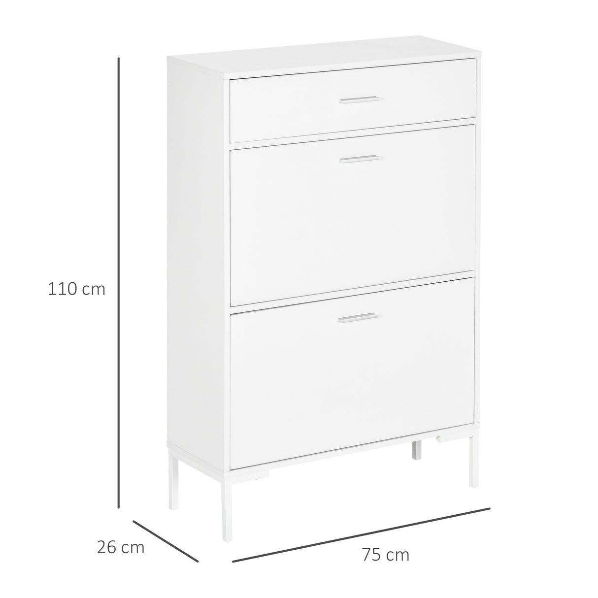 easycomfort easycomfort mobile scarpiera moderno per 12 paia di scarpe con 2 ante a ribalta e cassetto 76x26x110 cm bianco