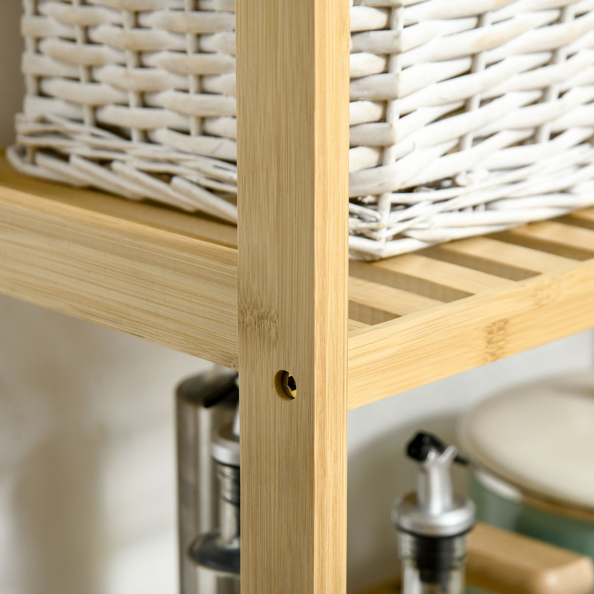 easycomfort easycomfort mobile multiuso 3 livelli salvaspazio in bambu per bagno e salotto 62x33x80cm