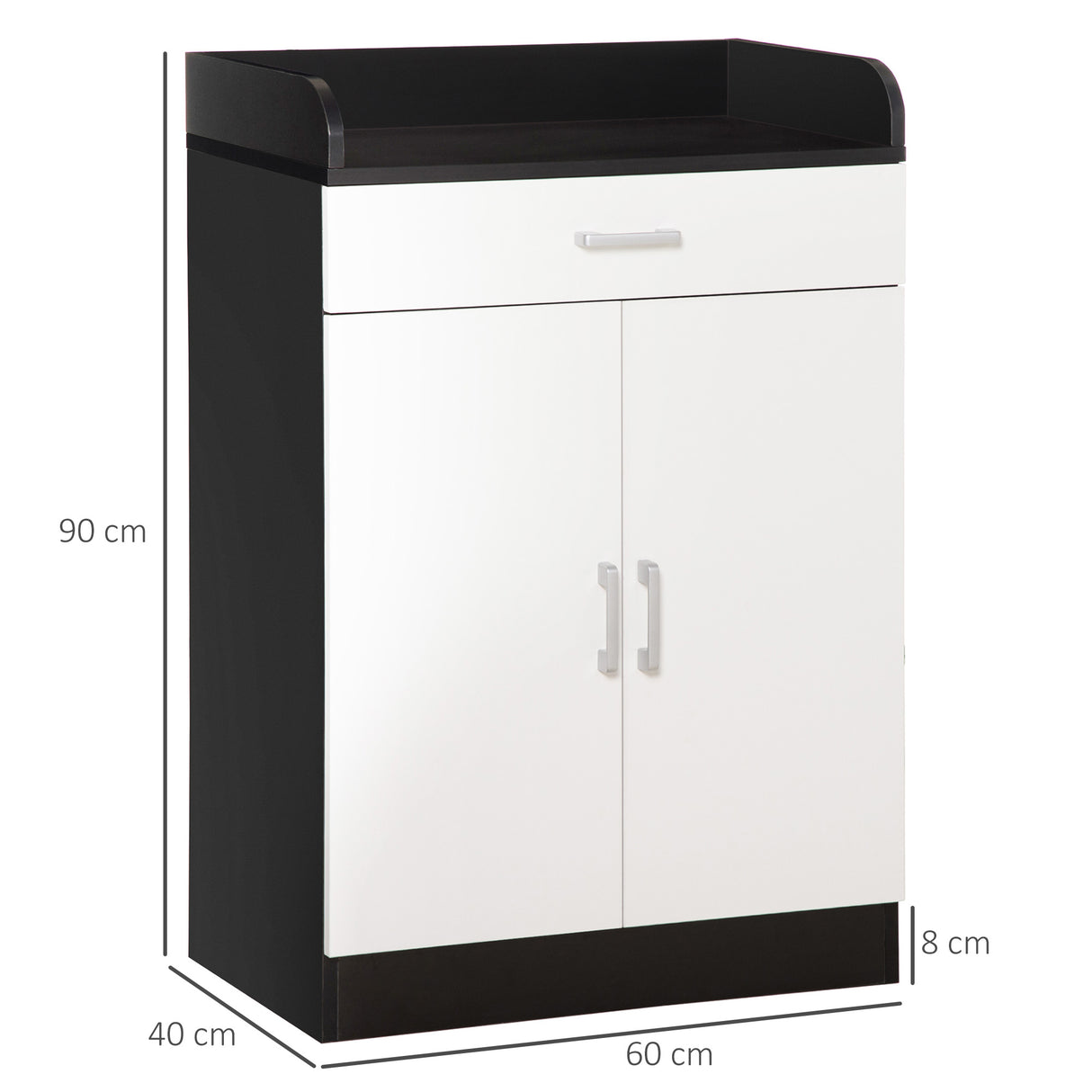 easycomfort easycomfort mobiletto con cassetto e ripiano regolabile per cucina soggiorno e anticamera in mdf 60x40x90cm bianco e nero