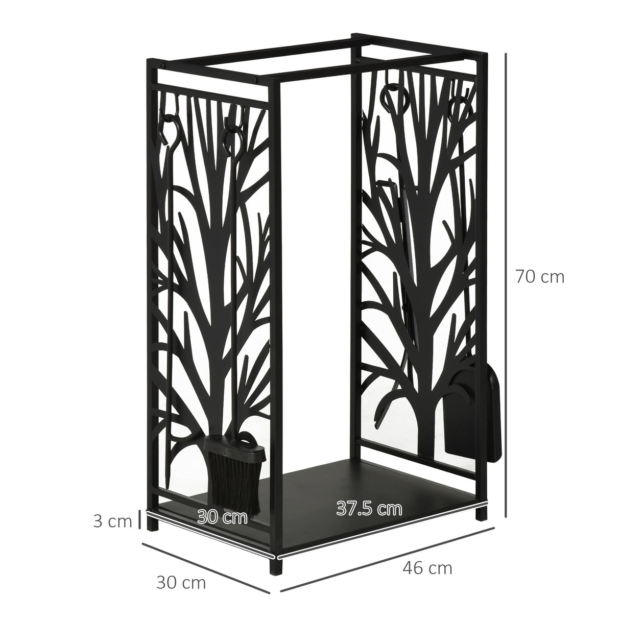 easycomfort easycomfort potalegna per camino in acciaio nero e antiruggine con accessori 46 x 29 x 70cm