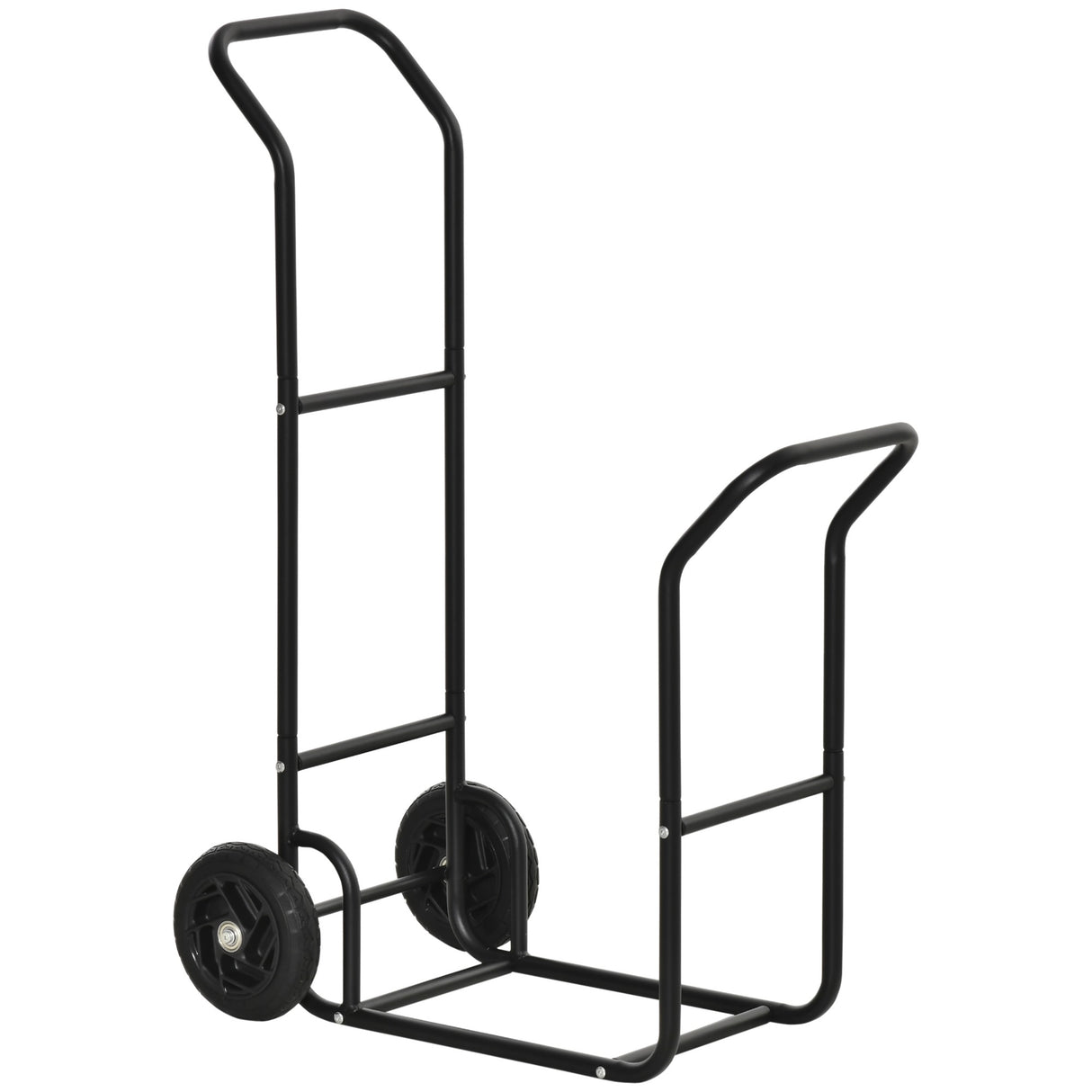 easycomfort carrello portalegna in acciaio con 2 ruote per interno ed esterno 77x42x105cm nero