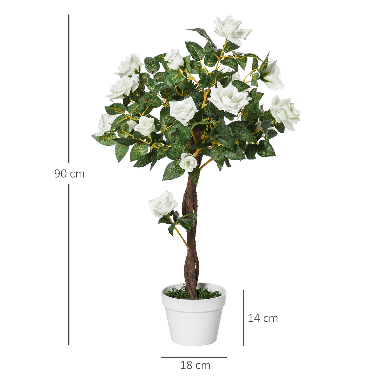 easycomfort easycomfort camelia alberello artificiale con 21 fiori e vaso alta 90cm