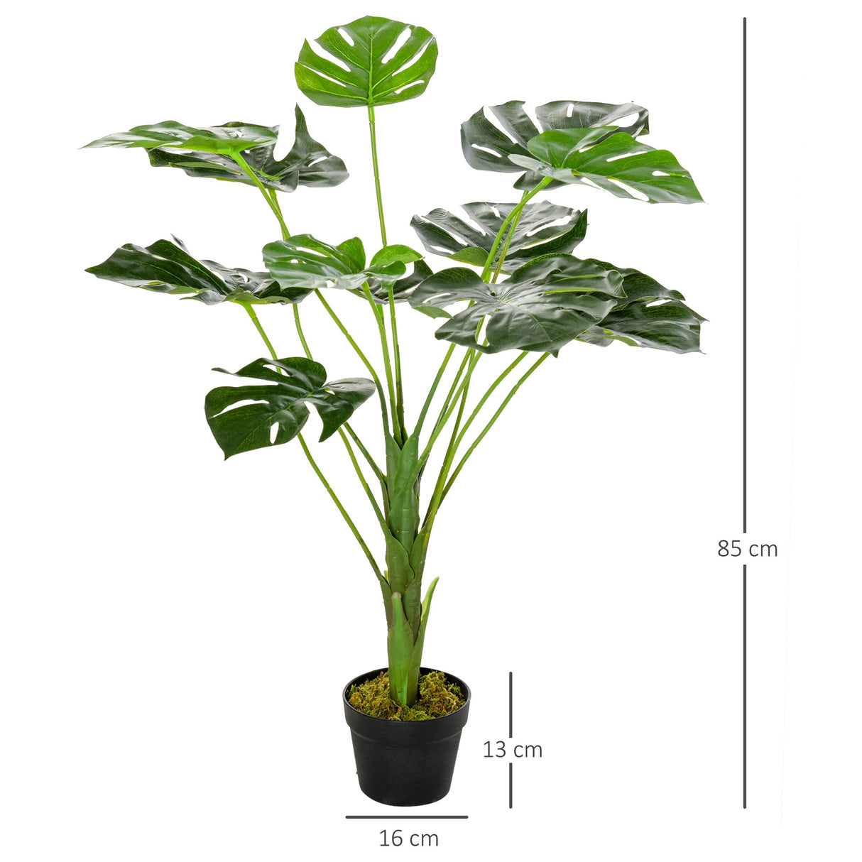 easycomfort easycomfort monstera artificiale 13 foglie e vaso alta 85cm per interno ed esterno