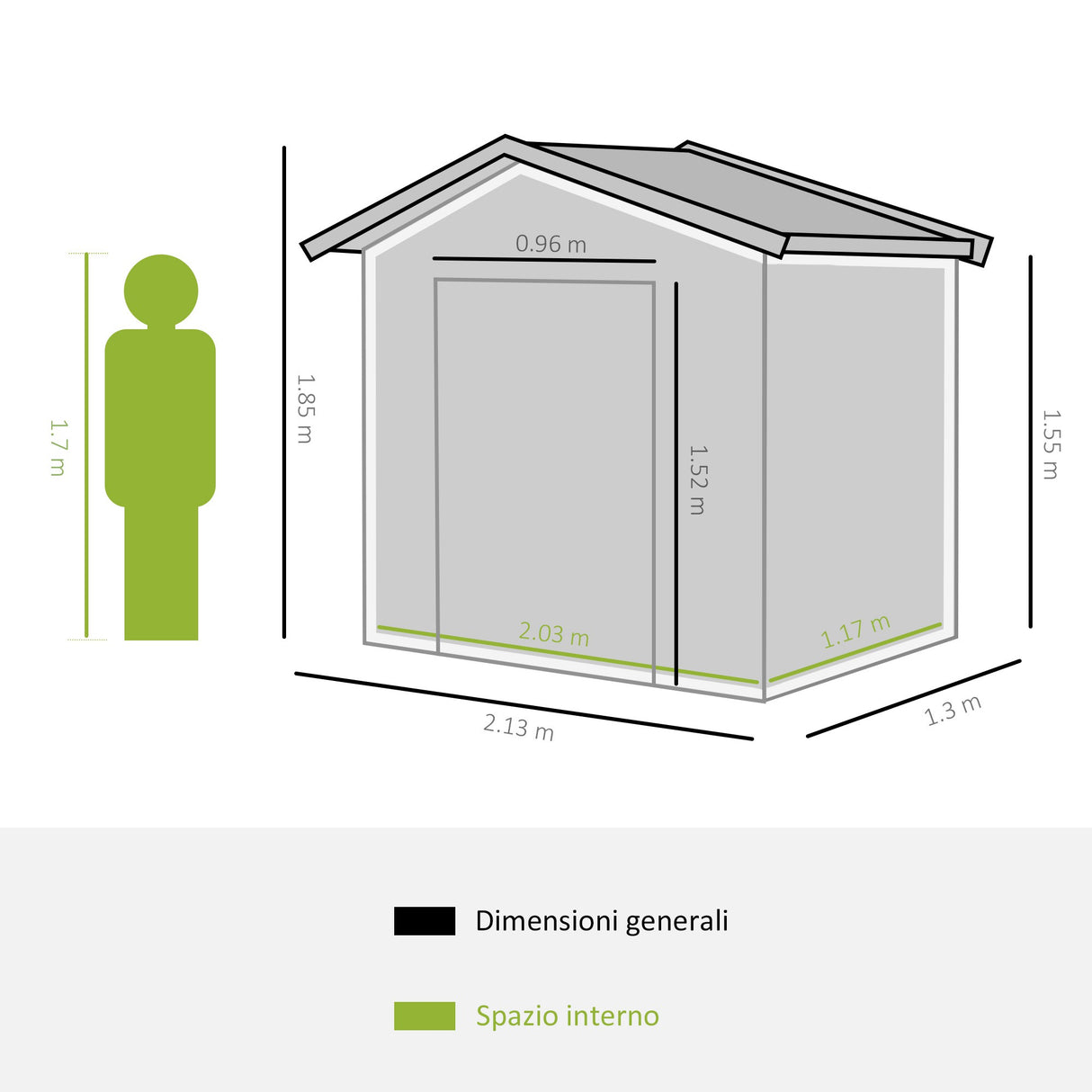 easycomfort cabina casetta da giardino porta utensili in lamiera di ferro grigio 213x127x185cm