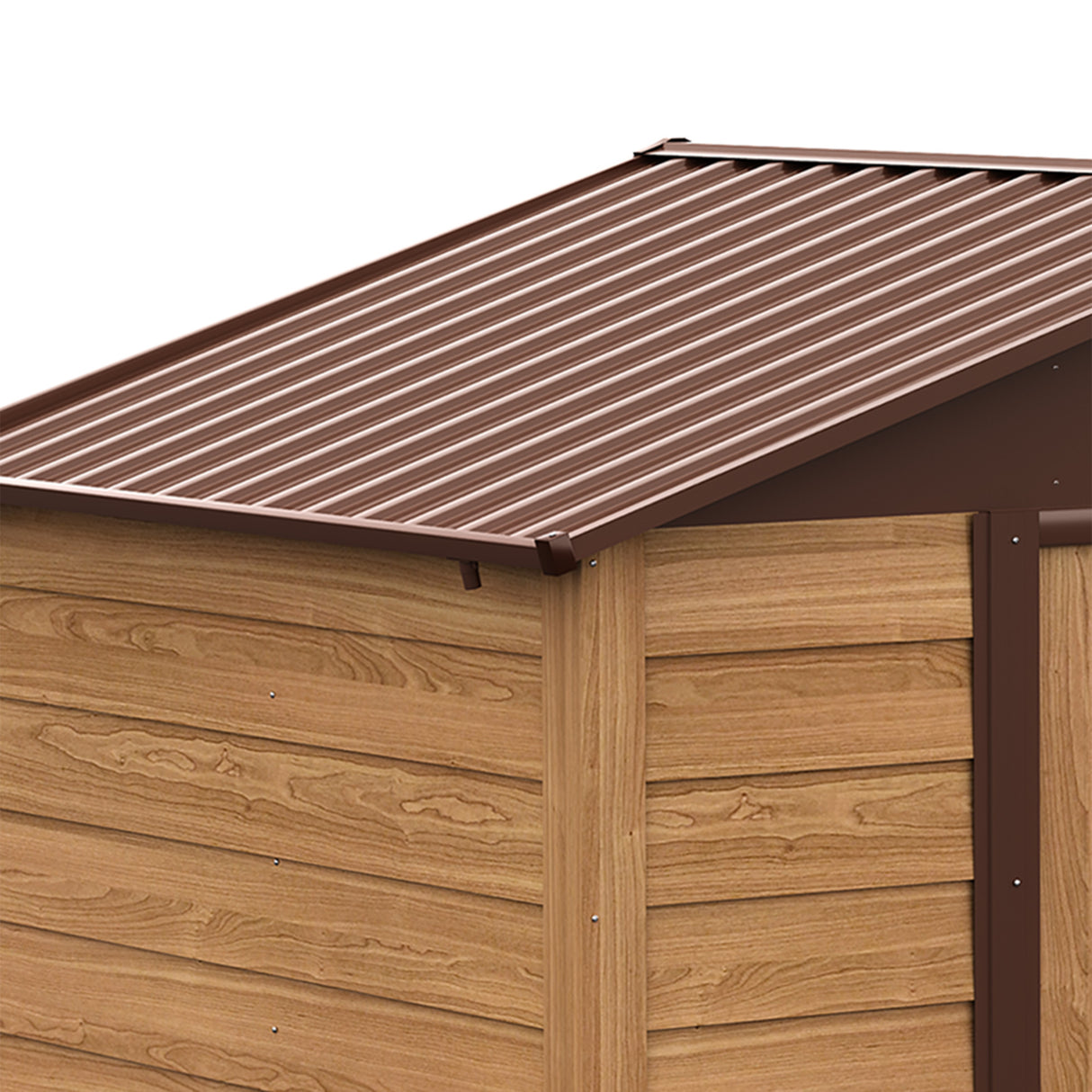 easycomfort casetta da giardino porta attrezzi con porte scorrevoli e pareti effetto legno 152x235.7x208.7cm