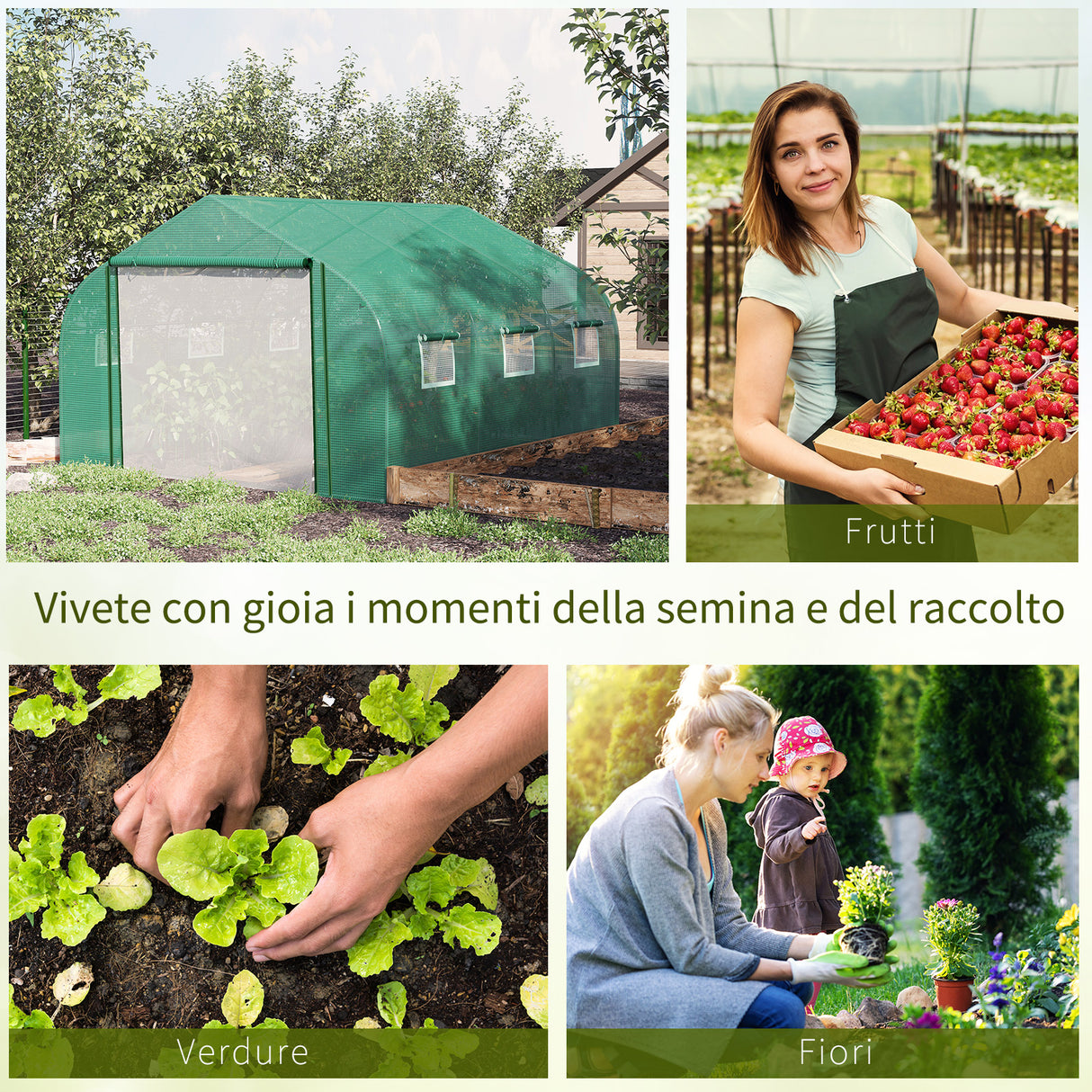 easycomfort easycomfort serra a tunnel con copertura pe e struttura in acciaio porta avvolgibile e 6 finestre 3 5x3x2m verde