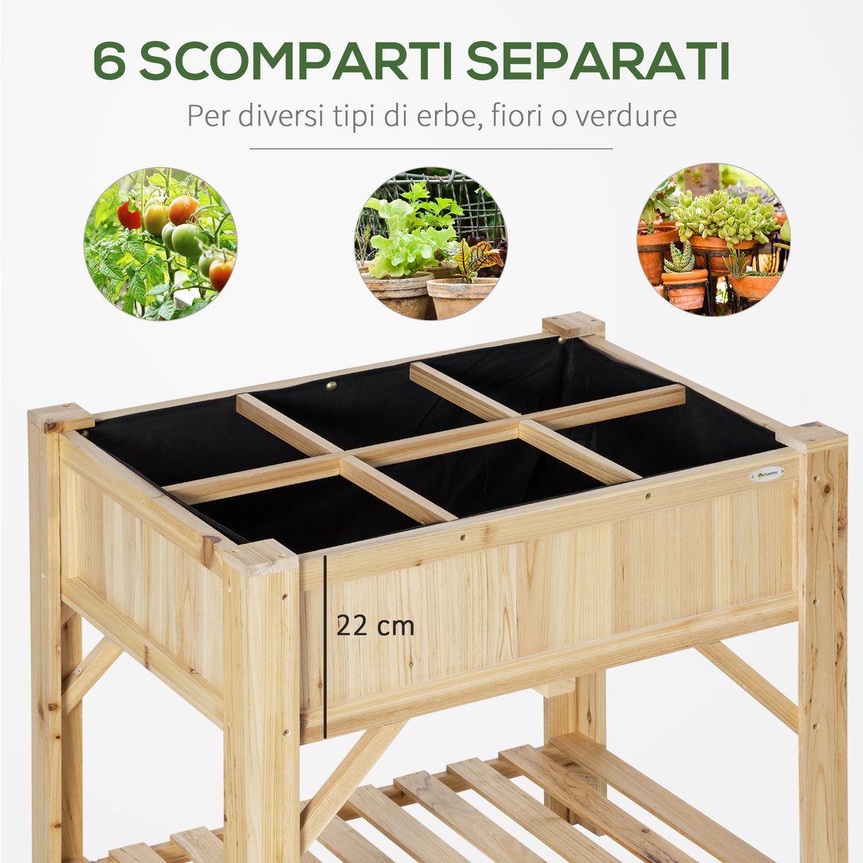 easycomfort easycomfort letto per orto rialzato con 6 scomparti in legno di abete 78 5x58x81cm