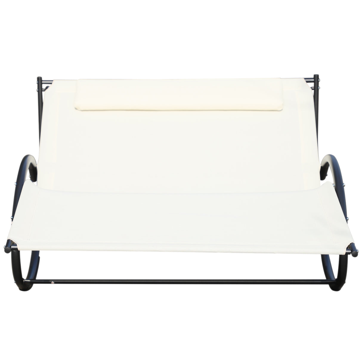 easycomfort lettino prendisole 2 posti sdraio da giardino a dondolo in metallo e textilene bianco crema