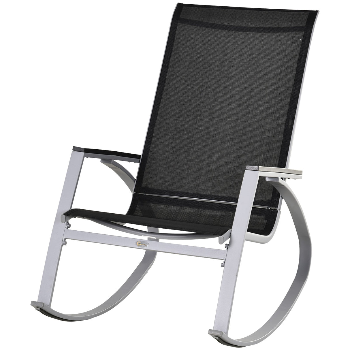 easycomfort sedia a dondolo da giardino impermeabile e antiruggine nera