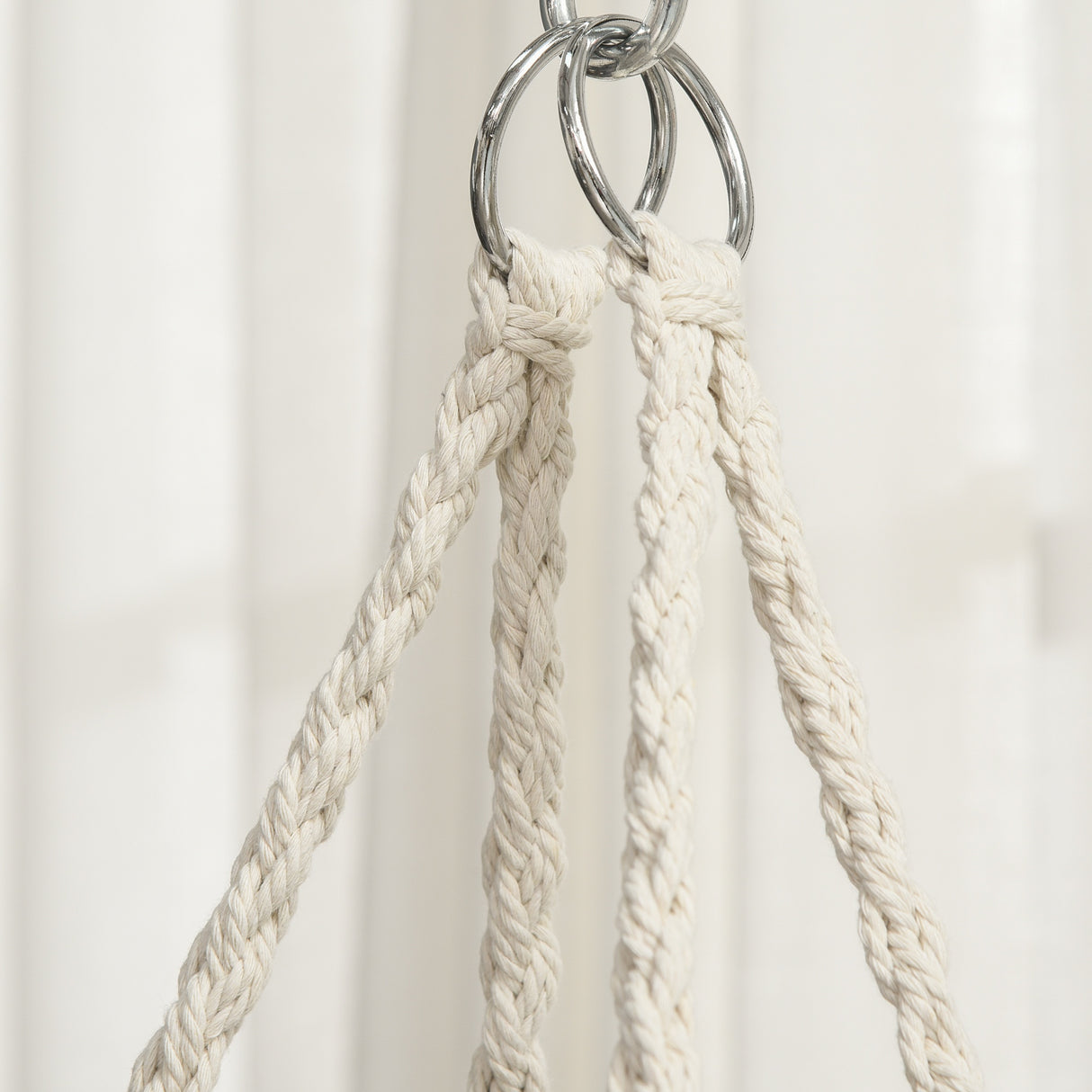 easycomfort sedia sospesa in poliestere e macrame per interni ed esterni crema
