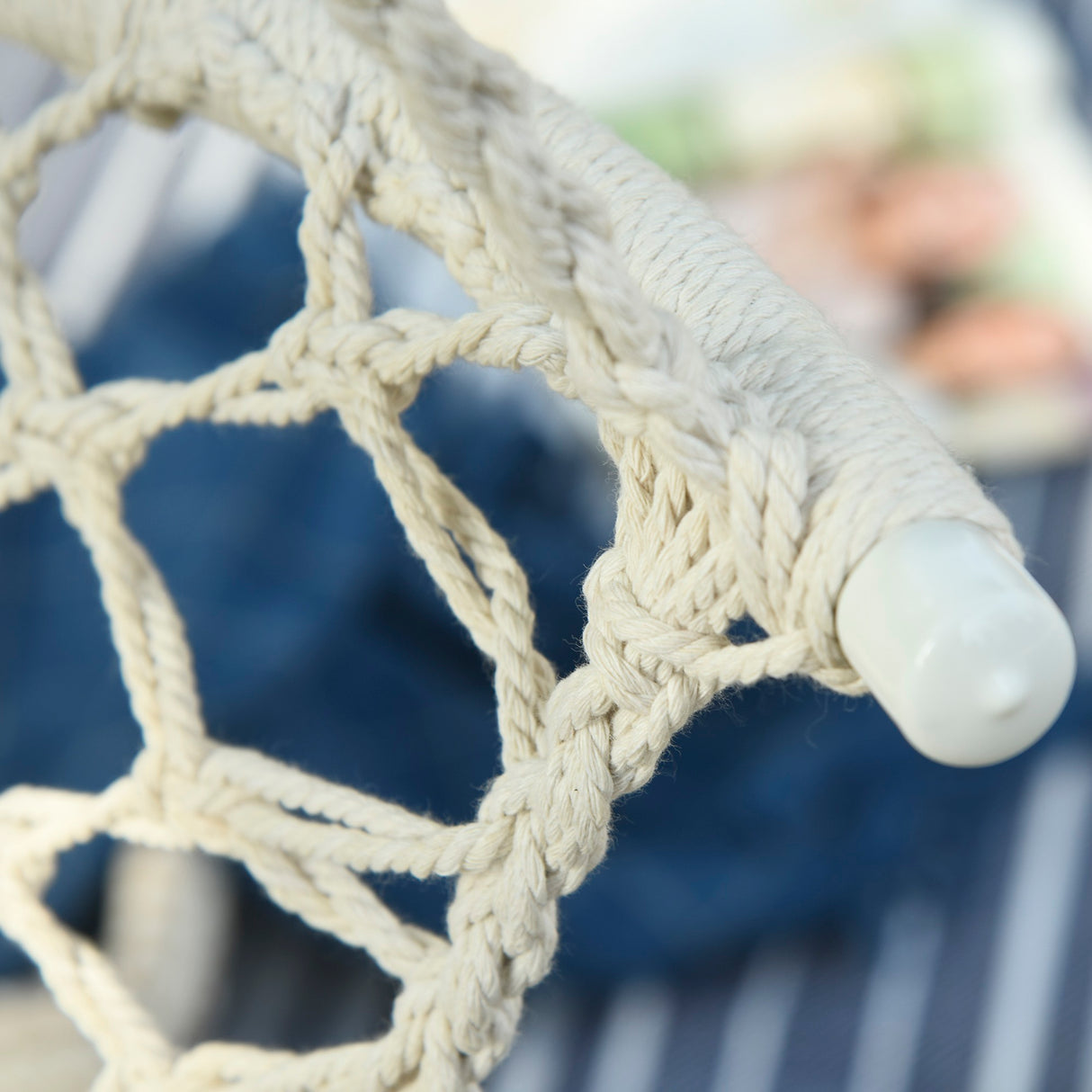 easycomfort sedia sospesa in poliestere e macrame per interni ed esterni crema