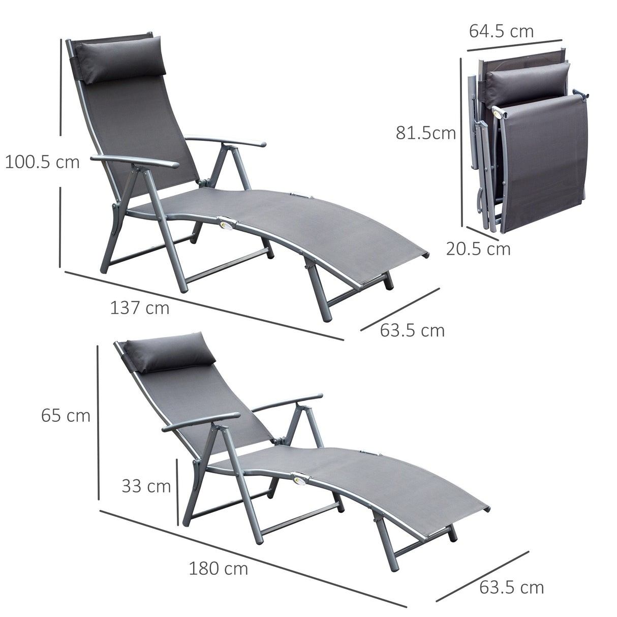 easycomfort easycomfort sdraio prendisole relax reclinabile pieghevole con cuscino giardino grigio