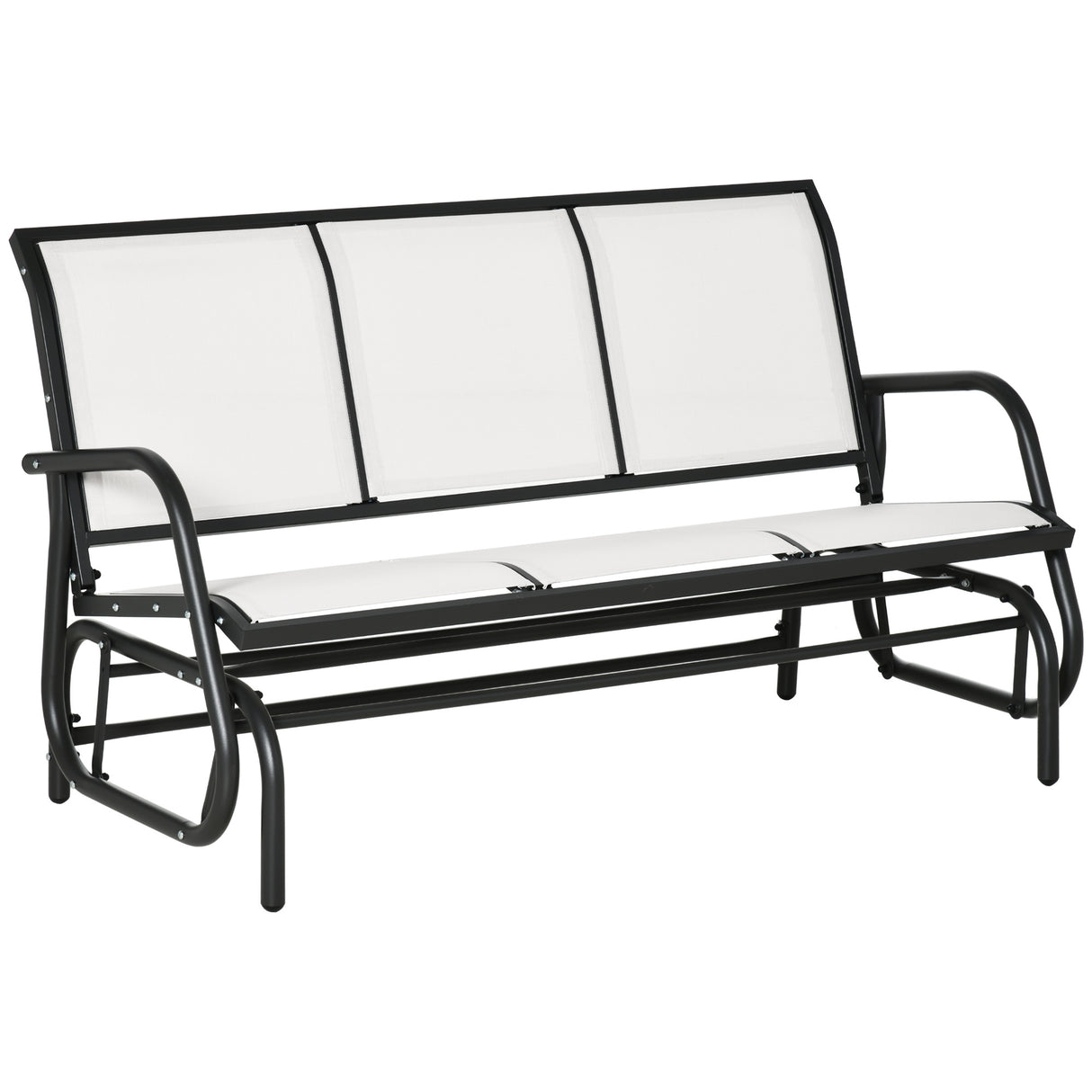 easycomfort panchina a dondolo da giardino a 3 posti in metallo e tessuto a rete traspirante 151x75x85cm beige