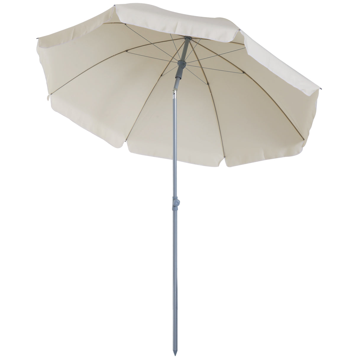 easycomfort easycomfort ombrellone da esterno giardino terrazza portatile 220cm con tettuccio inclinabile in poliestere bianco crema