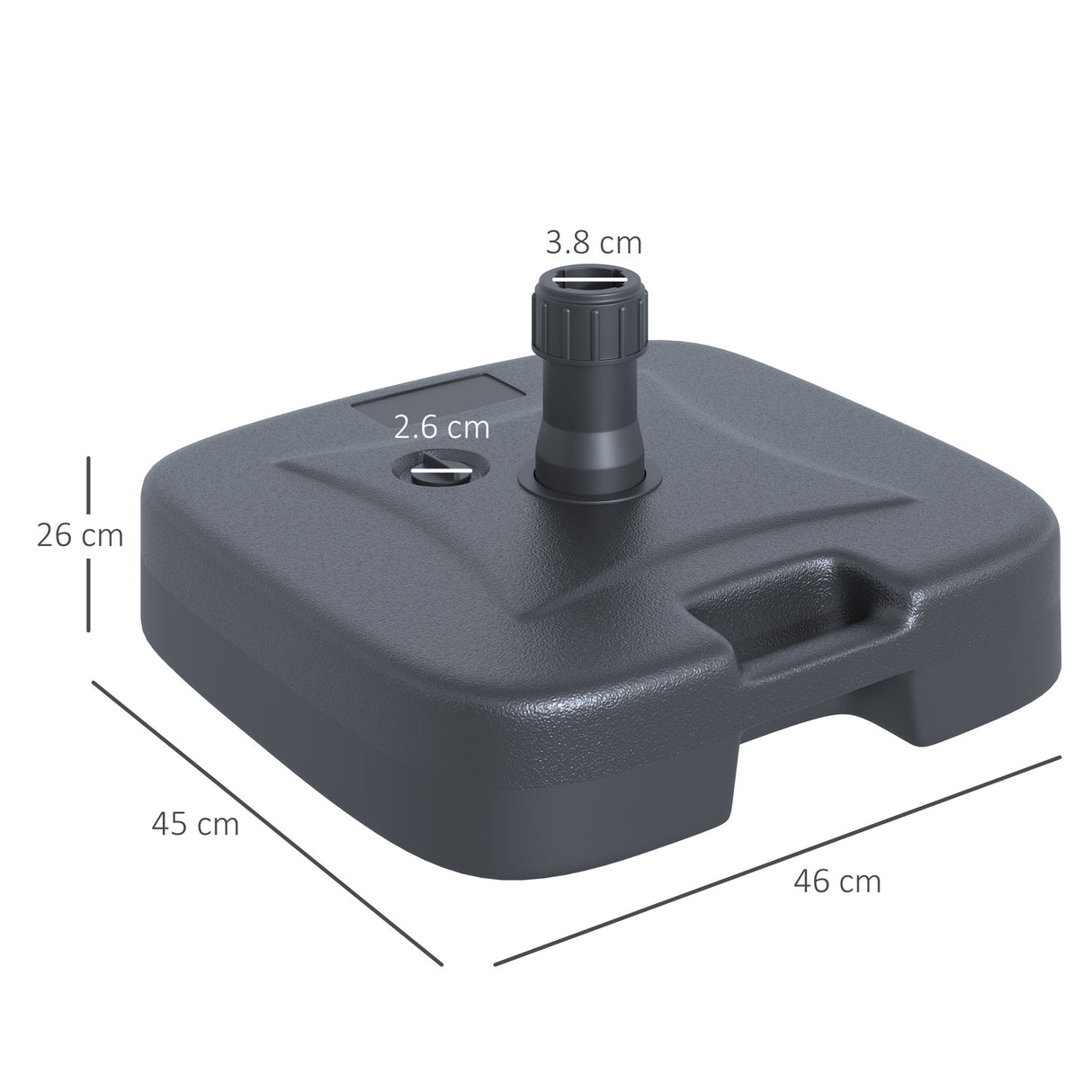 easycomfort easycomfort base per ombrellone riempibile con acqua e sabbia hdpe nero 46x45x26 cm