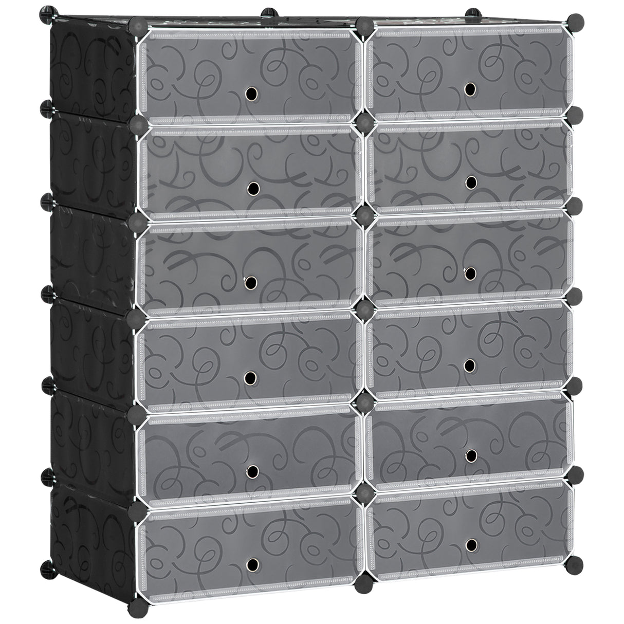 easycomfort easycomfort mobile scarpiera modulare salvaspazio 12 cubi 45x35x16 cm in acciaio e pp nero e bianco