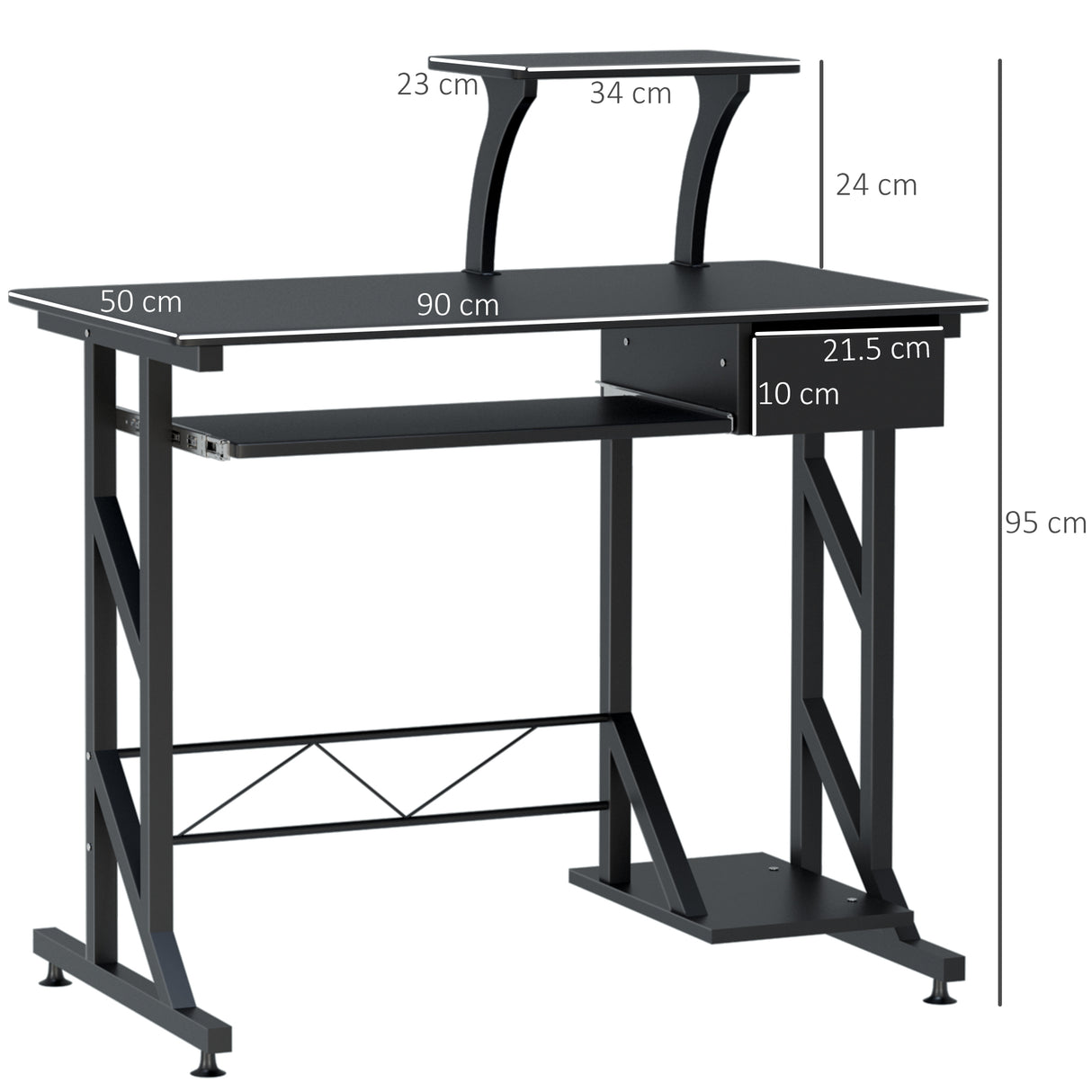 easycomfort easycomfort scrivania per computer salvaspazio in acciaio e legno con cassetto ripiano tastiera estraibile ean 8054111844086