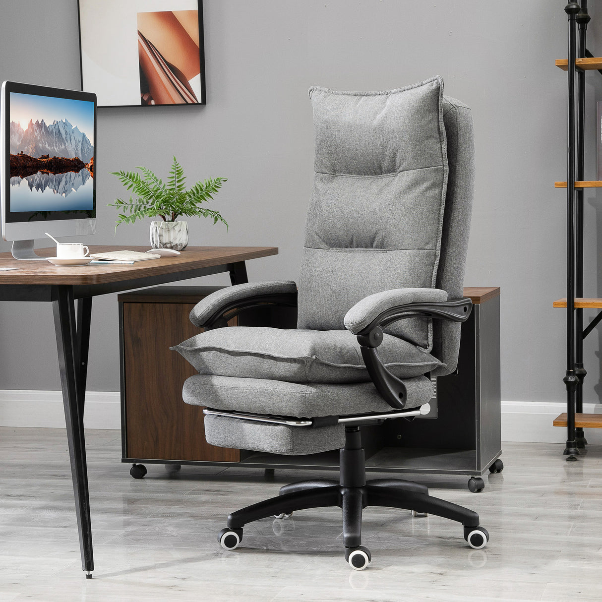 easycomfort easycomfort sedia da ufficio imbottita con 6 punti massaggianti altezza regolabile e rotelle 70x62x120 130 cm grigio