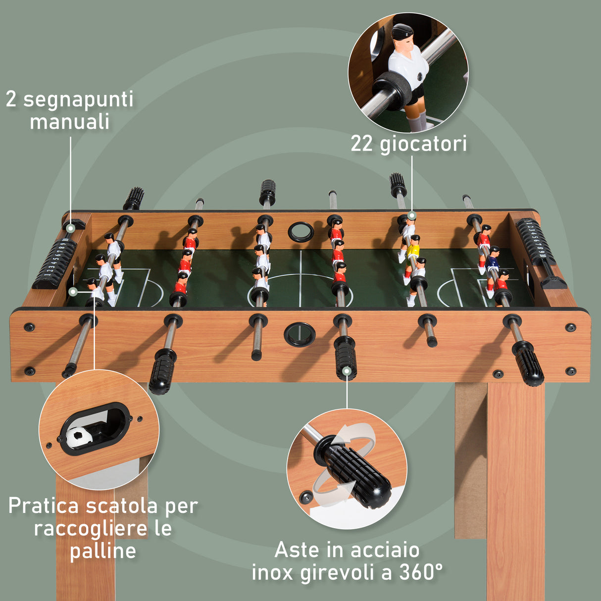 easycomfort easycomfort calcio balilla professionale in legno mdf 87x43x78cm