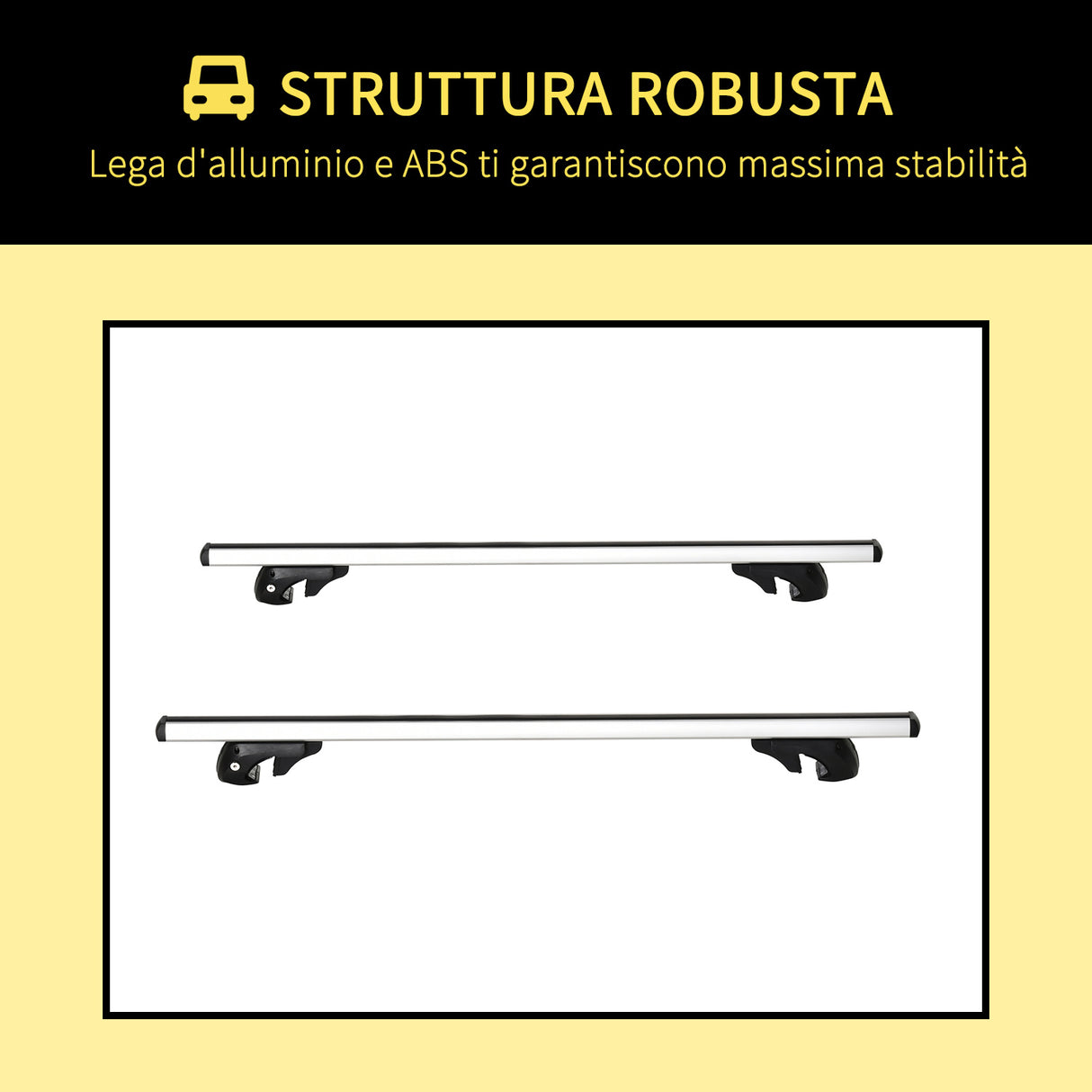 easycomfort barre portapacchi per auto con serratura e chiavi in lega di alluminio 125x5.5x7cm max. 75 kg
