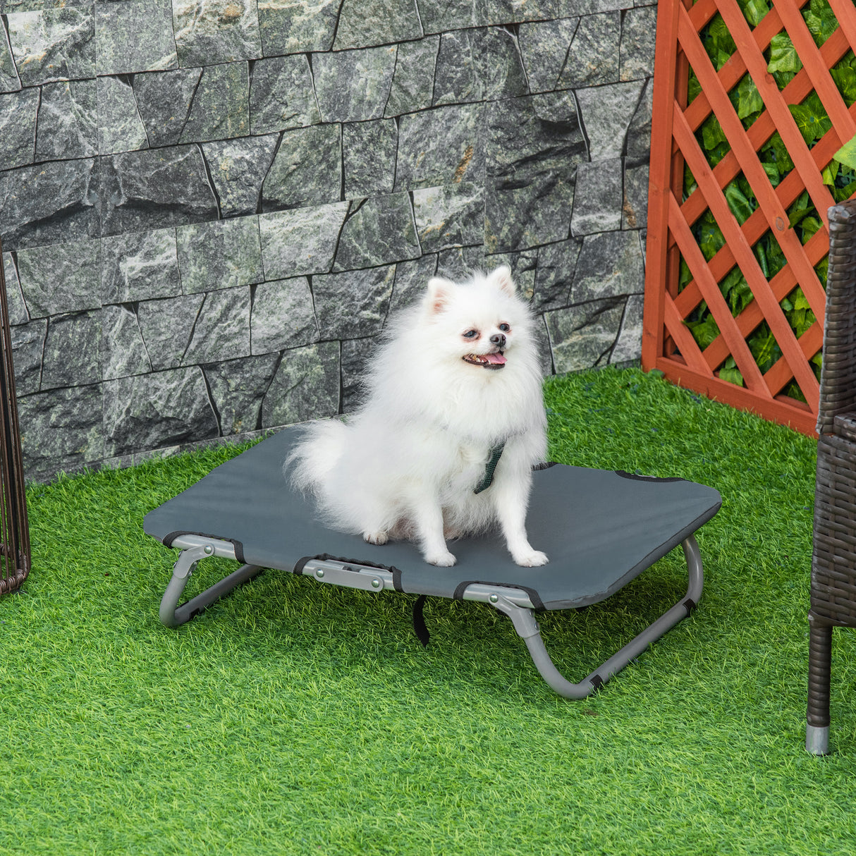 easycomfort easycomfort lettino per cani pieghevole in acciaio e tessuto oxford per interni ed esterni 59x46x15 cm grigia