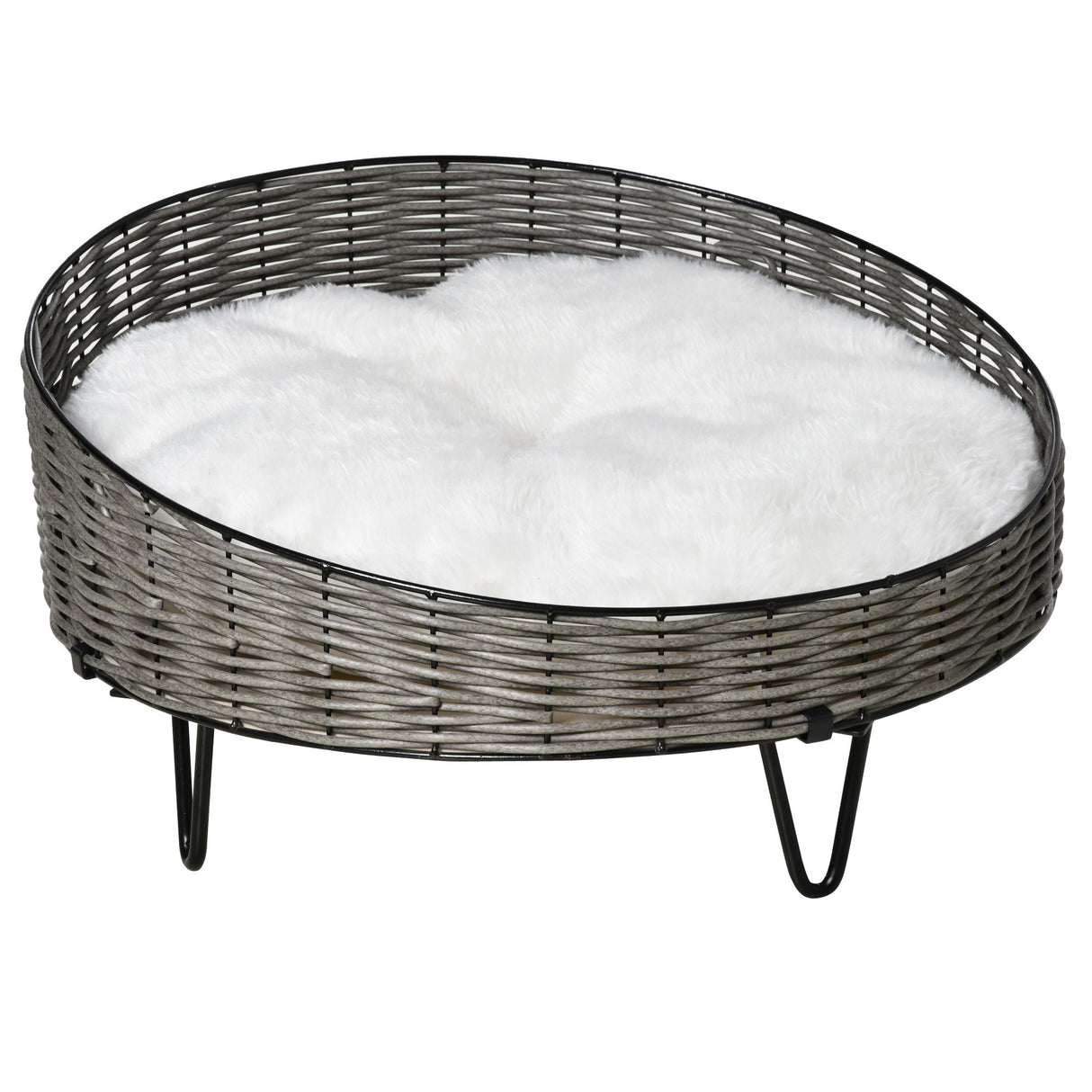easycomfort easycomfort cuccia per cani e gatti in rattan pe con cuscino in peluche lavabile 60x32cm grigio scuro