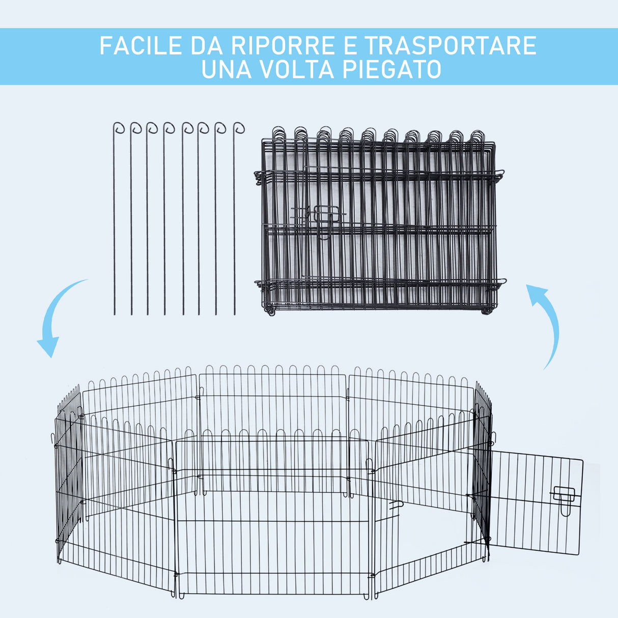 easycomfort easycomfort recinto per animali gatti cani cuccioli gabbia in acciaio 158 x 61cm nero