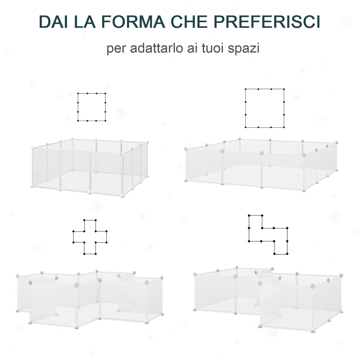 easycomfort recinto per conigli cuccioli e piccoli animali modulabile in metallo e pp 12 pannelli da 35x45cm bianco