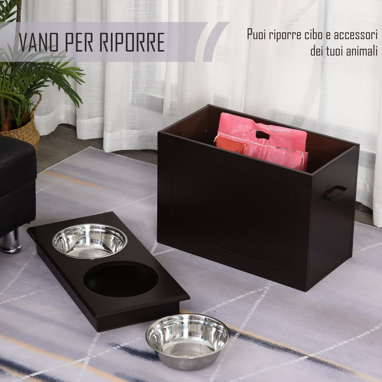 easycomfort easycomfort portaciotole rialzato per cani con 2 ciotole di 24cm in acciaio inox